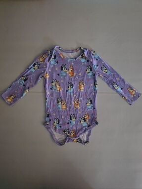 (EUC) Little Sleepies Bluey & Bingo Long Sleeve Bodysuit Size 12-18M